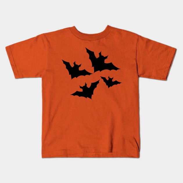 Halloween bats black cool spooky silhouette pattern on gray Kids T-Shirt by PLdesign